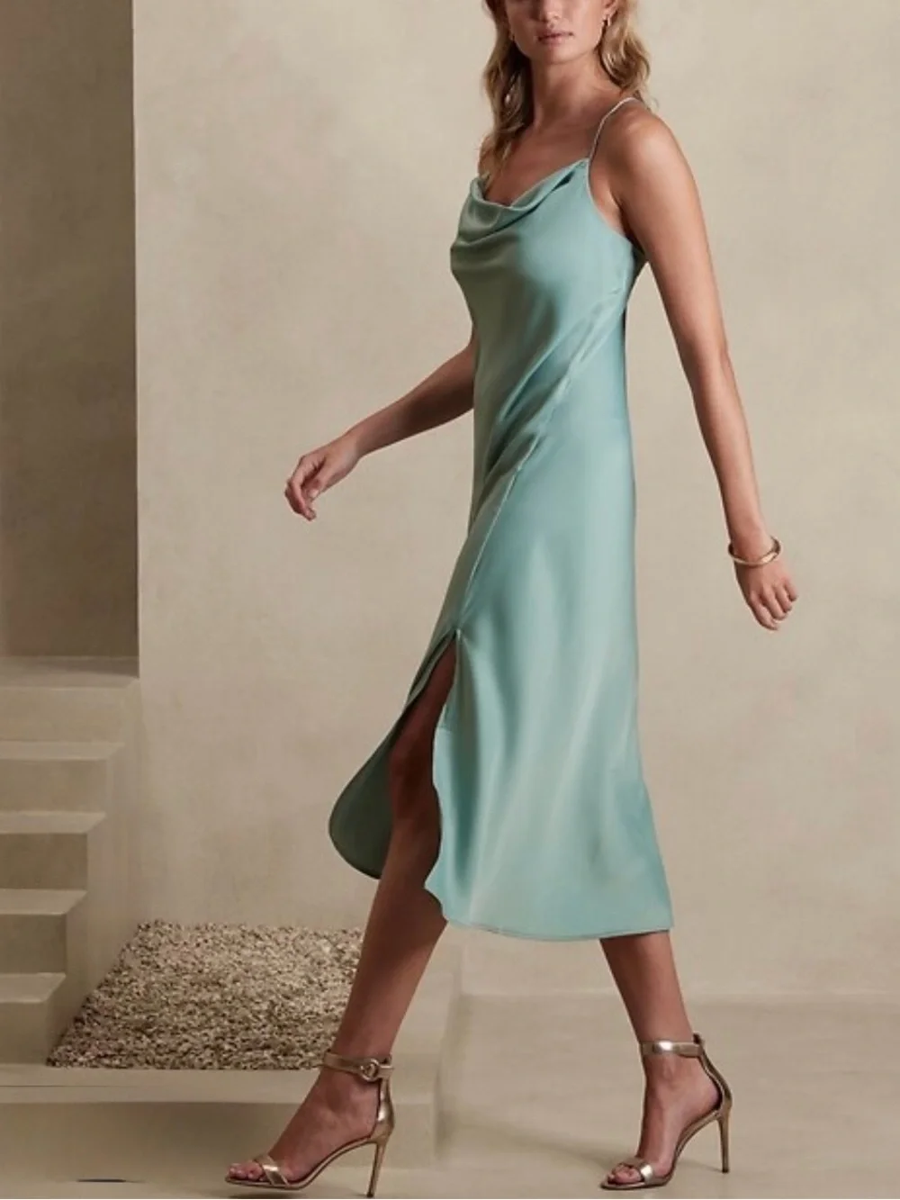 NWT Banana Republic Valley Satin Slip Midi Dress M - Picture 1 of 9